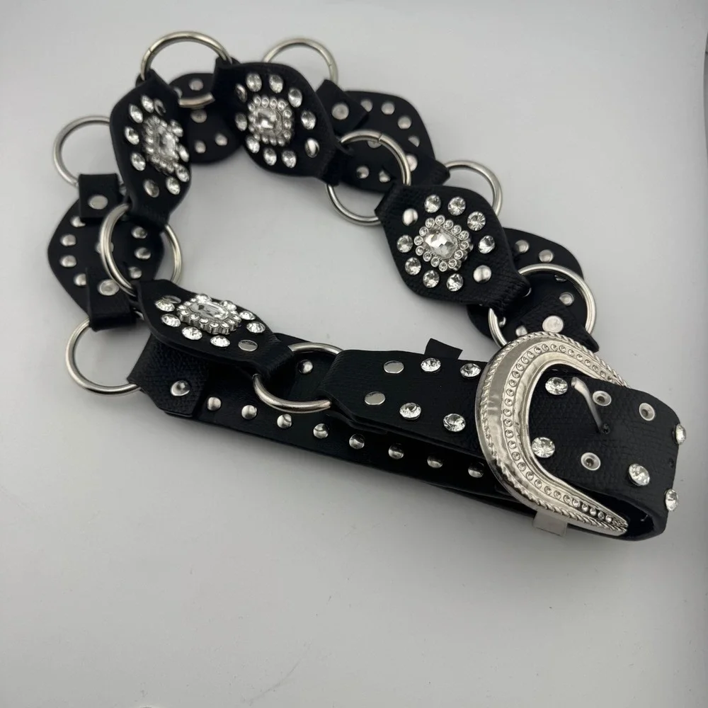 Torrid Belt Size‎ 2 Black Excellent Rhinestone Studded Western 53